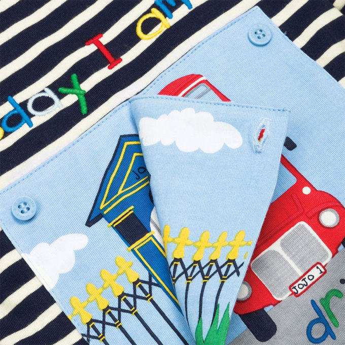 英國 JoJo Maman BeBe 嬰幼兒100%純棉長袖上衣_ 紅巴士(JJE4739)