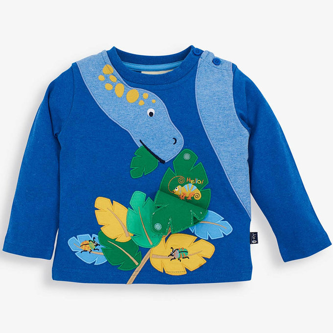 英國 JoJo Maman BeBe 嬰幼兒100%純棉長袖上衣_藍色恐龍 (JJE5830)