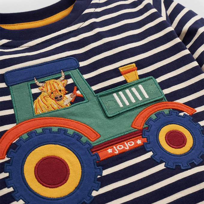 英國 JoJo Maman BeBe 嬰幼兒100%純棉長袖上衣_牛牛開車 (JJE5839)