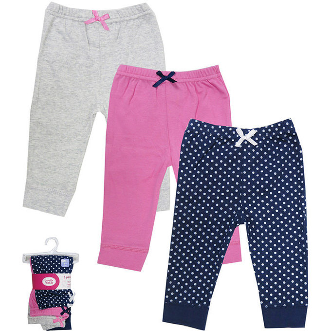 美國 luvable friends 甜蜜寶貝 100%純棉嬰幼兒長褲3件組_藍色點點運動褲 (32181)