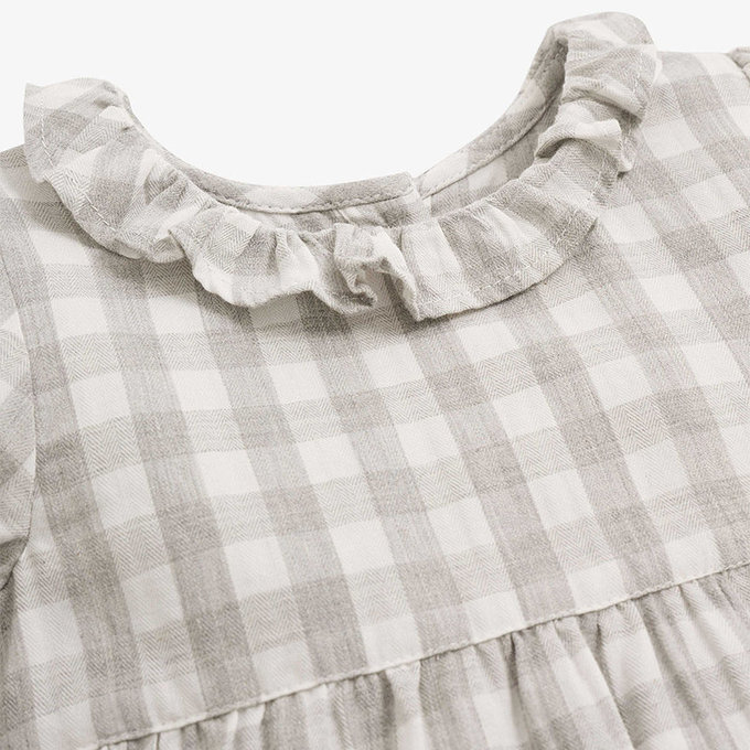 英國 JoJo Maman BeBe 嬰幼兒/兒童長袖洋裝_灰白方格 (JJE5643)