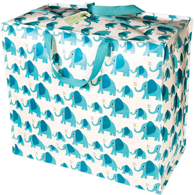 英國 Rex London 衣物/棉被超大多功能防水環保收納袋/萬用袋_藍色大象_RL26943