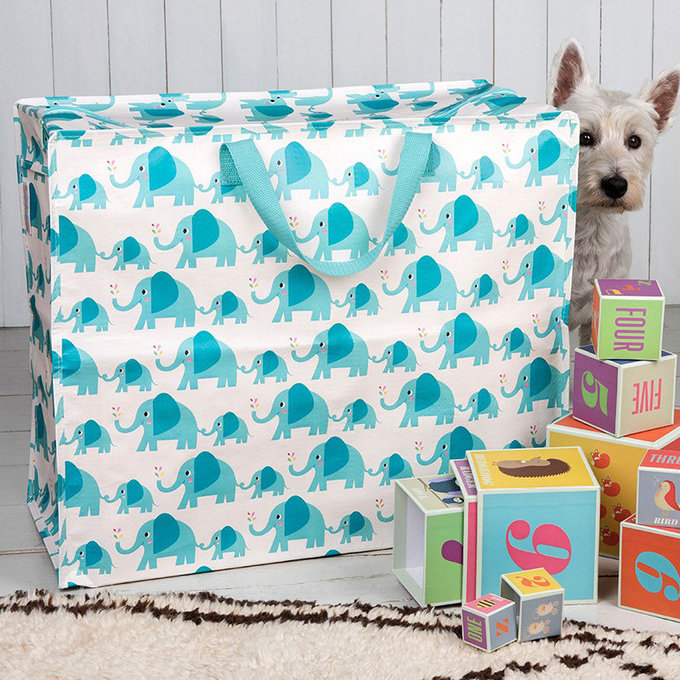 英國 Rex London 衣物/棉被超大多功能防水環保收納袋/萬用袋_藍色大象_RL26943