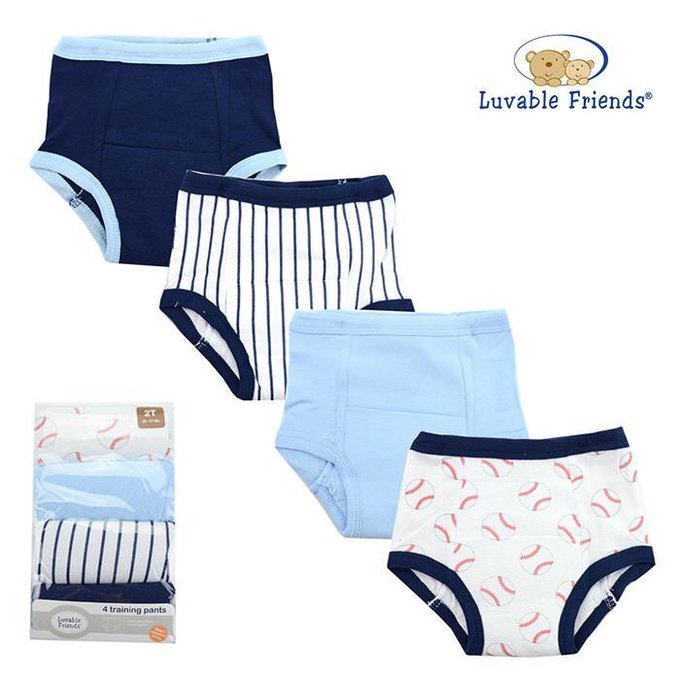 美國 luvable friends 甜蜜寶貝  嬰幼兒學習褲4件組 _ 棒球條紋 (LF03421)