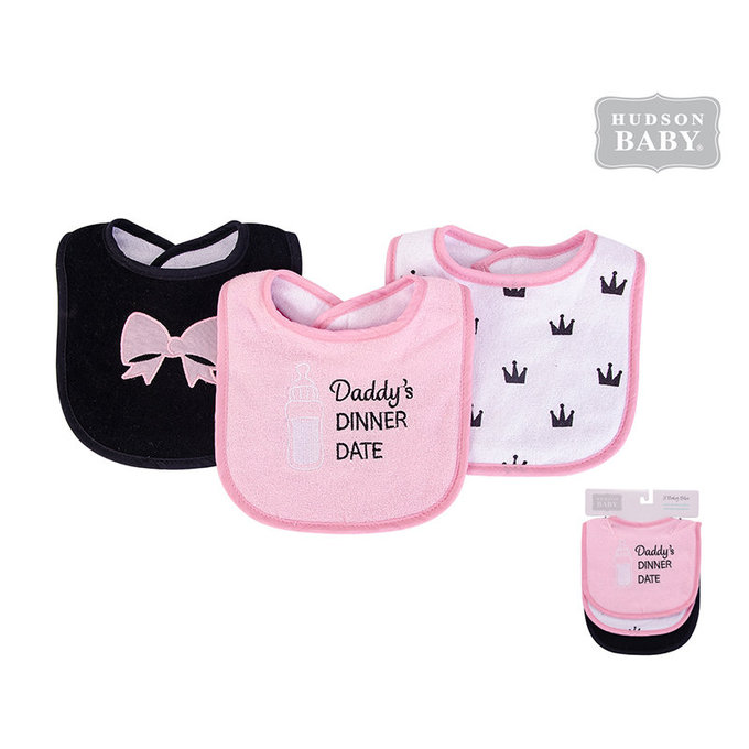 美國 luvable friends 甜蜜寶貝  嬰幼兒吸水口水巾圍兜3入組_ 黑皇冠(LF56217)