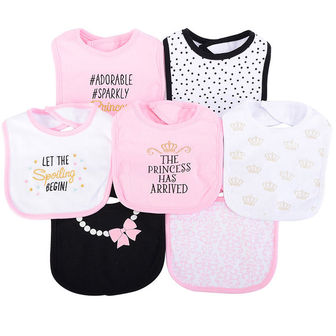 美國 luvable friends 甜蜜寶貝  嬰幼兒吸水口水巾圍兜7入組_公主駕到(LF51032)