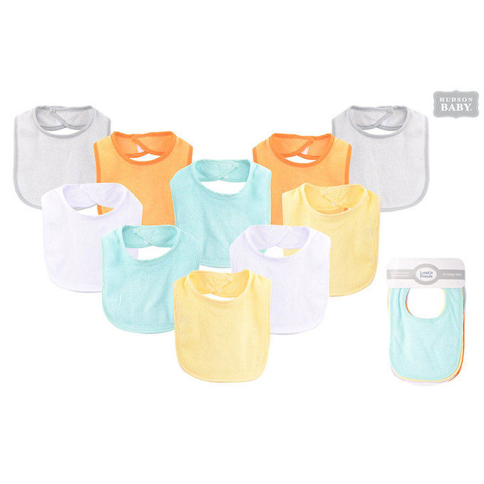 美國 luvable friends 甜蜜寶貝   嬰幼兒雙層吸水口水巾圍兜10入組_素面款 (LF02334)