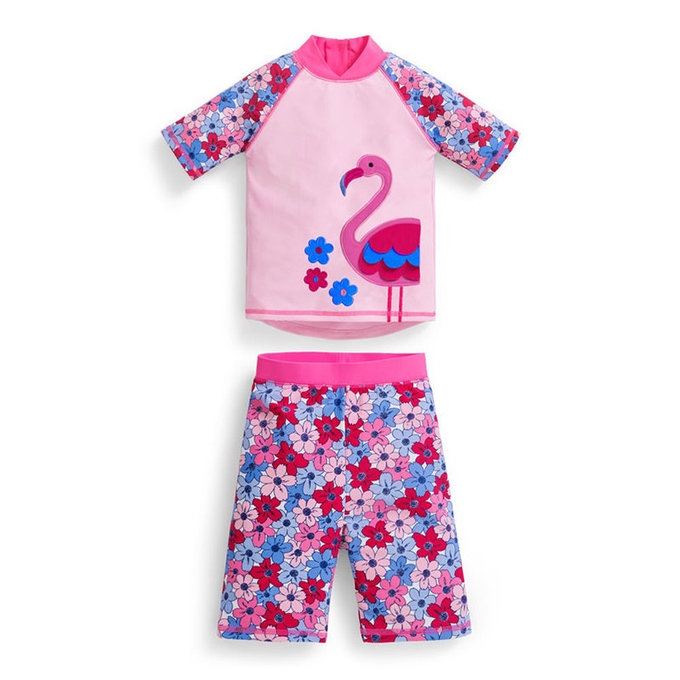 英國 JoJo Maman BeBe 嬰幼兒/兒童兩件式防曬泳裝_ 紅鶴 (JJ-D8793)