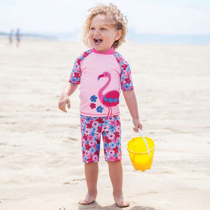 英國 JoJo Maman BeBe 嬰幼兒/兒童兩件式防曬泳裝_ 紅鶴 (JJ-D8793)