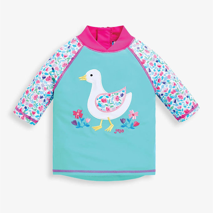 英國 JoJo Maman BeBe 嬰幼兒/兒童兩件式防曬泳裝_優雅花鴨(JJE5554)