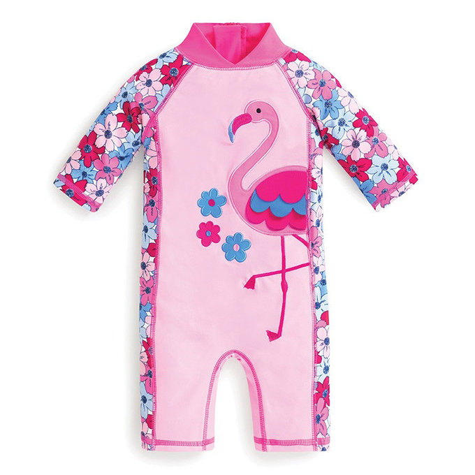英國 JoJo Maman BeBe 嬰幼兒/兒童連身式防曬泳裝_火烈鳥 (JJ-D8794)