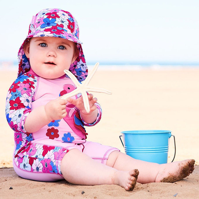 英國 JoJo Maman BeBe 嬰幼兒/兒童連身式防曬泳裝_火烈鳥 (JJ-D8794)