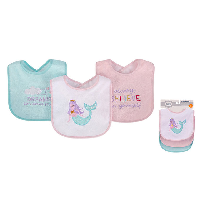 美國 luvable friends 甜蜜寶貝  嬰幼兒雙層吸水口水巾圍兜3入組_人魚公主(LF00576)