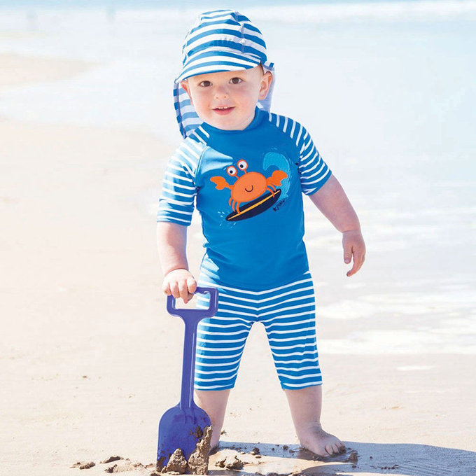 英國 JoJo Maman BeBe 嬰幼兒/兒童兩件式防曬泳裝_螃蟹衝浪 (JJ-D8786)