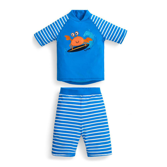 英國 JoJo Maman BeBe 嬰幼兒/兒童兩件式防曬泳裝_螃蟹衝浪 (JJ-D8786)