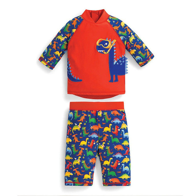 英國 JoJo Maman BeBe 嬰幼兒/兒童兩件式防曬泳裝_恐龍玩水 (JJ-E1876)