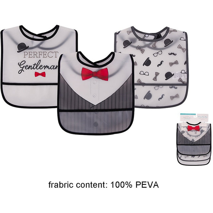 美國 luvable friends 甜蜜寶貝  嬰幼兒雙面防水圍兜3入組_紅色領結 (LF75558)