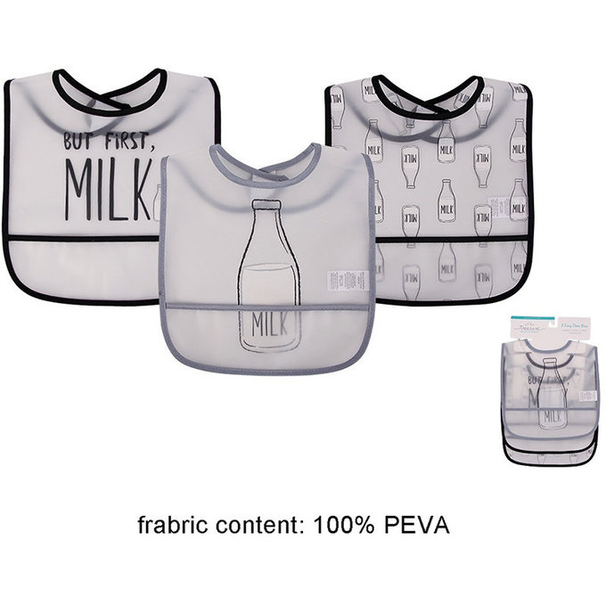 美國 luvable friends 甜蜜寶貝  嬰幼兒雙面防水圍兜3入組_來杯牛奶 (LF75560)