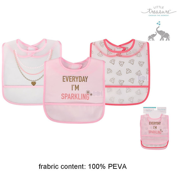 美國 luvable friends 甜蜜寶貝  嬰幼兒雙面防水圍兜3入組_鑽石項鍊 (LF75561)