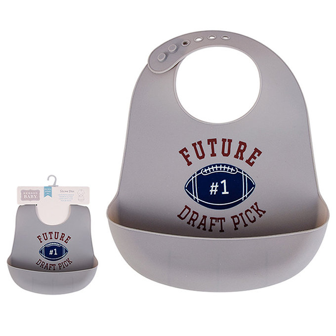 美國 luvable friends 甜蜜寶貝  嬰幼兒矽膠立體圍兜單入組_美式足球(LF00583)