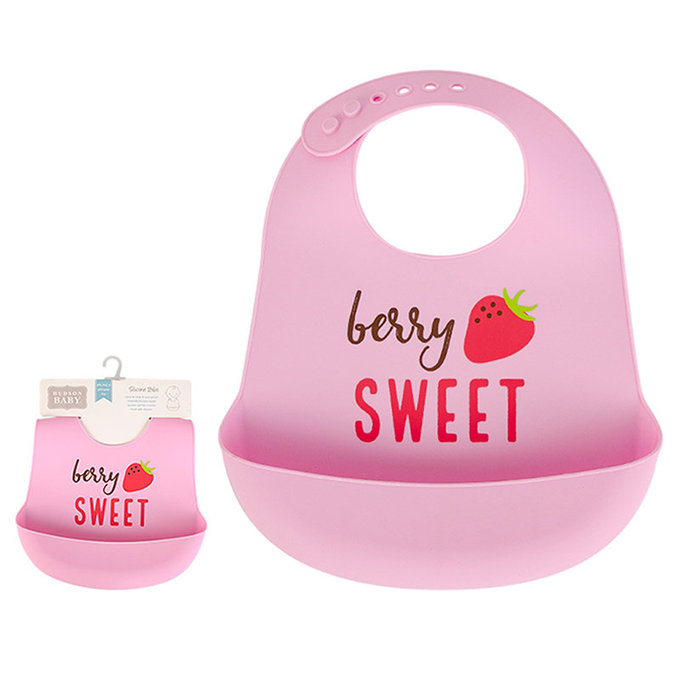 美國 luvable friends 甜蜜寶貝  嬰幼兒矽膠立體圍兜單入組_甜蜜草莓(LF00588)