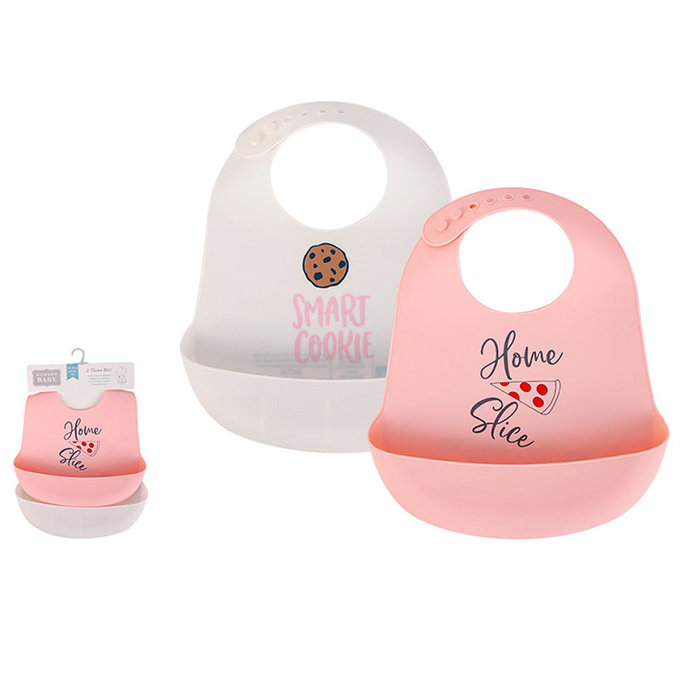 美國 luvable friends 甜蜜寶貝  嬰幼兒矽膠立體圍兜2入組_可口披薩(LF56056)