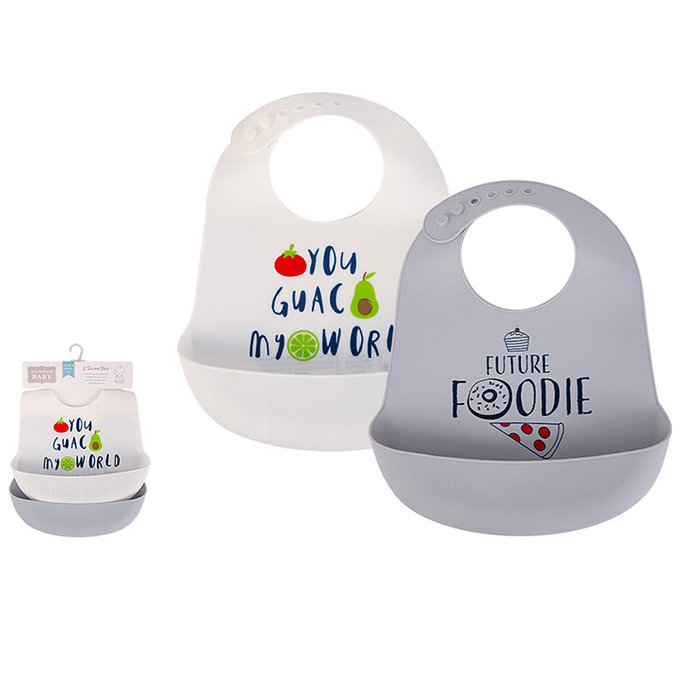 美國 luvable friends 甜蜜寶貝  嬰幼兒矽膠立體圍兜2入組_健康蔬果(LF56061)