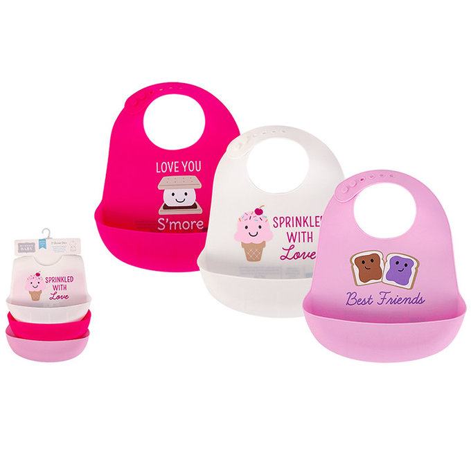 美國 luvable friends 甜蜜寶貝  嬰幼兒矽膠立體圍兜3入組_可口點心(LF56280)