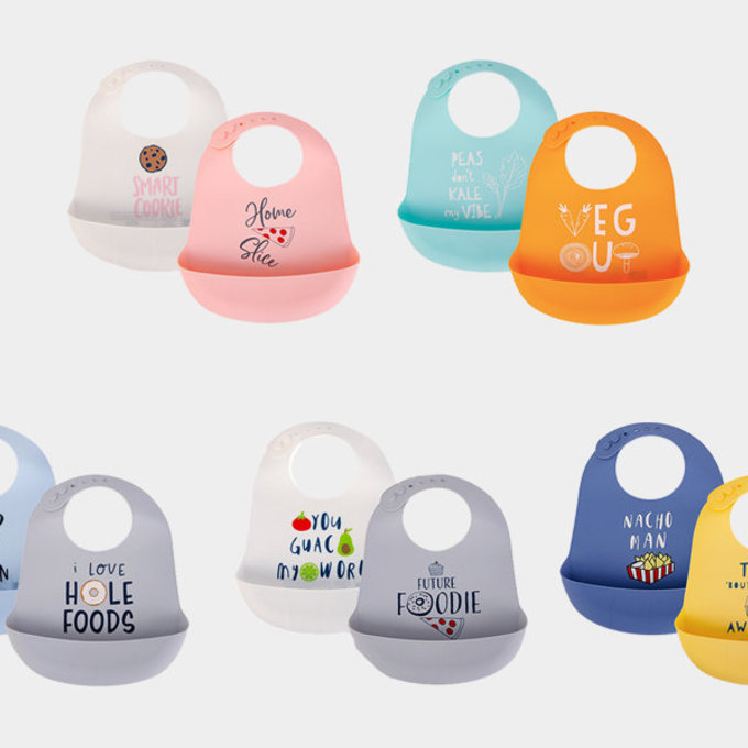 美國 luvable friends 甜蜜寶貝  嬰幼兒矽膠立體圍兜3入組_草綠酪梨(LF56282)