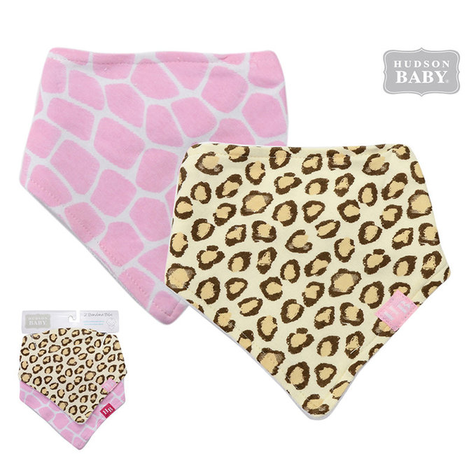 美國 luvable friends 甜蜜寶貝 嬰幼兒三角領巾2入組_方塊豹紋(LF50809)