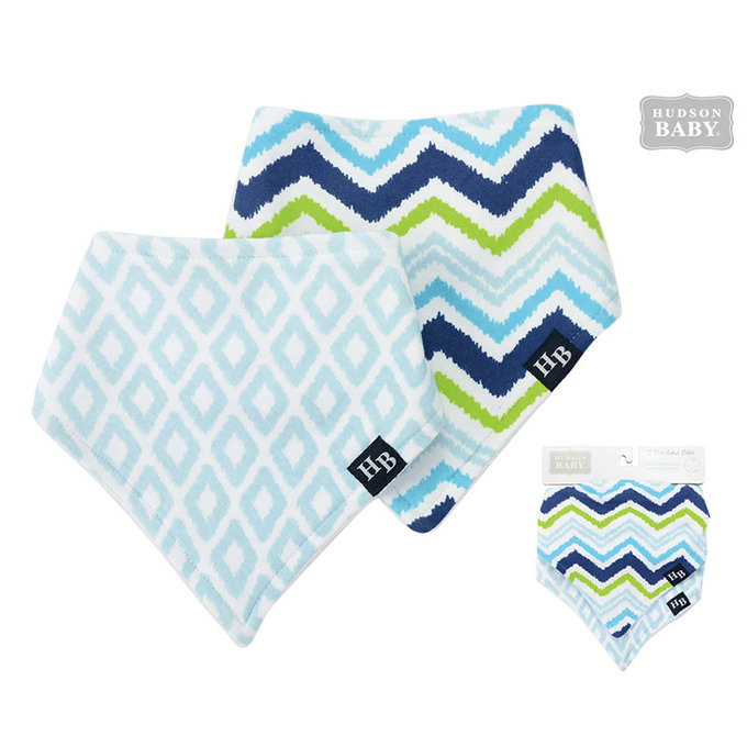 美國 luvable friends 甜蜜寶貝 嬰幼兒三角領巾2入組_閃電方塊(LF50806)