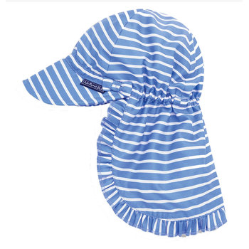 英國 JoJo Maman BeBe 嬰幼兒/兒童UPF50+防曬護頸遮陽帽_藍白條紋(JJD2112S)(現貨)-