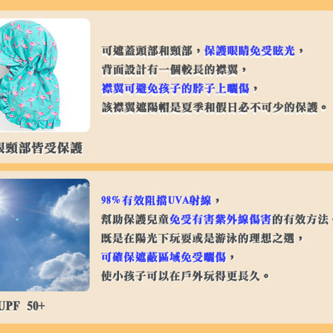 英國 JoJo Maman BeBe 嬰幼兒/兒童UPF50+防曬護頸遮陽帽_藍白條紋(JJD2112S)