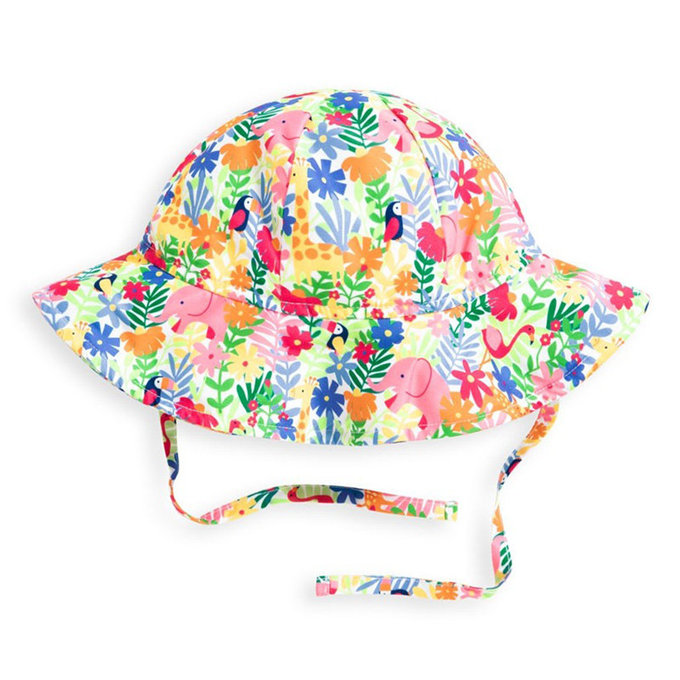 英國 JoJo Maman BeBe 嬰幼兒/兒童泳裝戲水UPF50+綁帶遮陽帽_美麗世界 (JJD2115J)