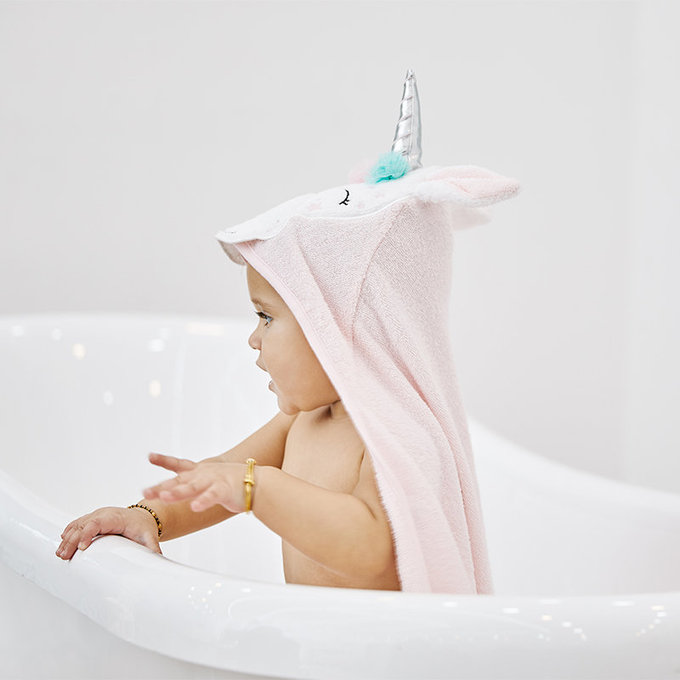 美國 luvable friends 嬰幼兒動物造型連帽浴巾/包巾 83x83cm_高雅棕熊_LF57172