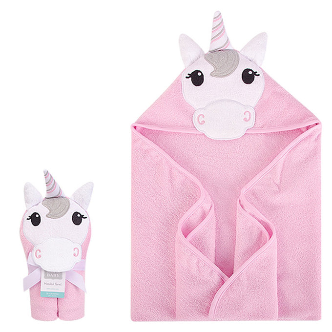 美國  luvable friends  100% 純棉嬰幼兒動物造型連帽浴巾/包巾_可愛獨角獸 (LF00353)