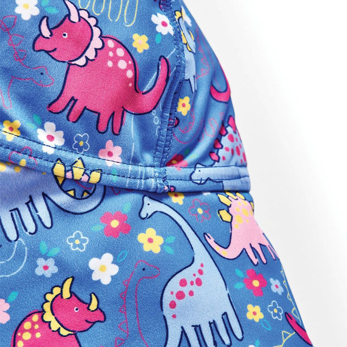 英國 JoJo Maman BeBe 嬰幼兒/兒童泳裝戲水UPF50+防曬護頸遮陽帽_粉藍三角龍 (JJE5034)