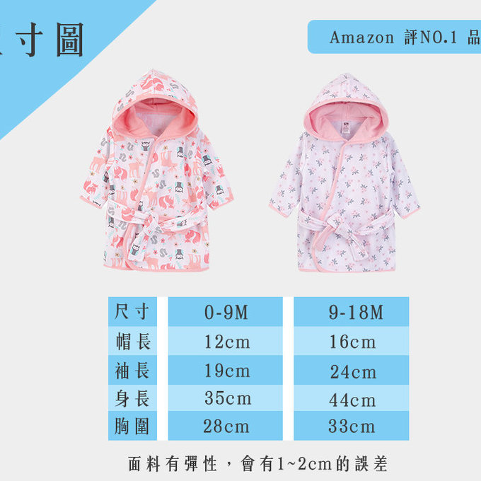 美國  luvable friends  嬰幼兒綁帶連帽浴巾/浴袍_粉色森林  (LF52396)