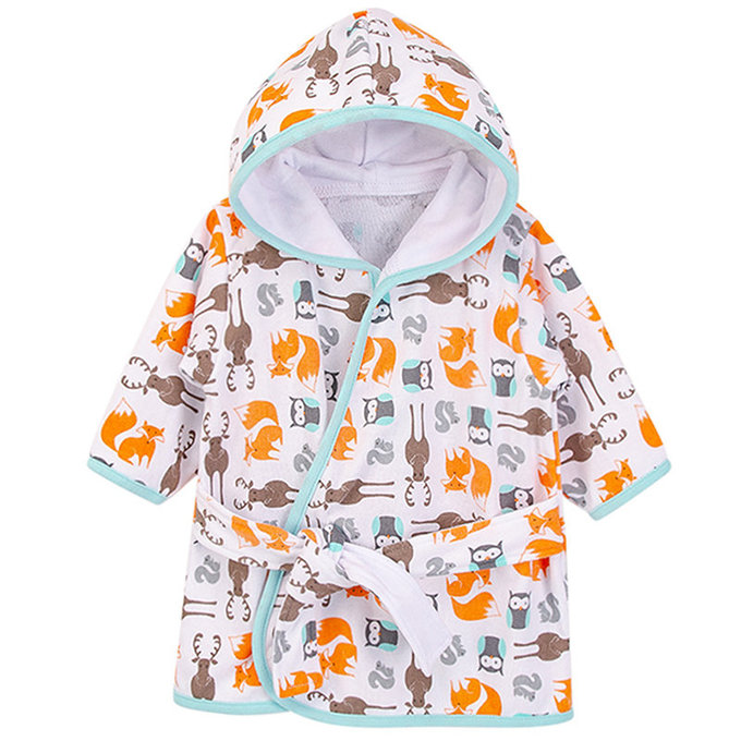 美國  luvable friends  嬰幼兒綁帶連帽浴巾/浴袍_多彩森林  (LF52397)