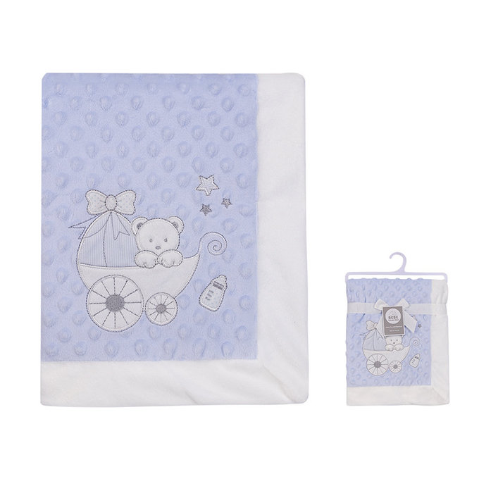 美國 luvable friends 甜蜜寶貝  超柔軟繡花包巾/嬰兒被/安撫毯_小白熊(LF51236)