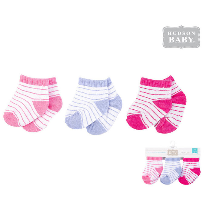 美國  luvable friends 嬰兒襪/寶寶襪/初生襪/短襪 3入組_ 白底線條(LF54133)