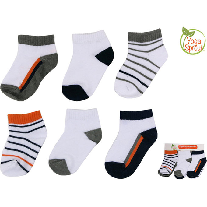 美國 luvable friends 甜蜜寶貝  嬰兒襪/寶寶襪/初生襪 6入組_橘黑條紋 (90411)