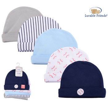 美國 luvable friends 甜蜜寶貝  100%純棉新生兒棉帽 保暖帽5件組_棒球世界(LF34573)-