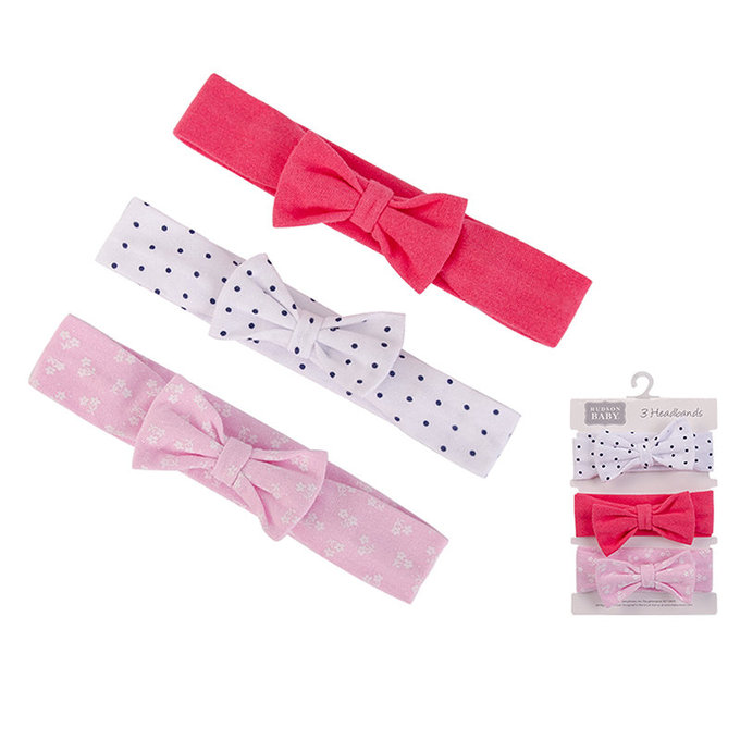 美國  luvable friends 嬰幼兒新生兒髮帶/髮飾3入組_粉花點點 (LF58589)