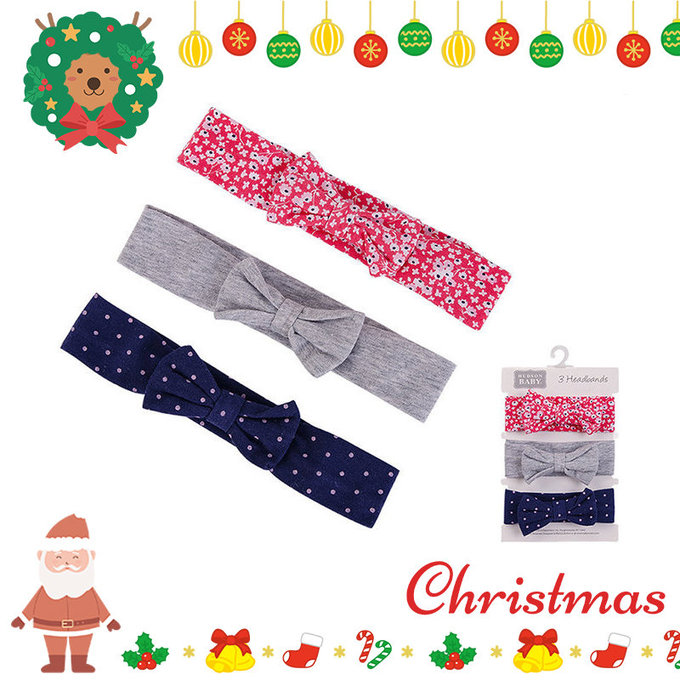 美國  luvable friends 嬰幼兒新生兒髮帶/髮飾3入組_粉花藍點  (LF58590)