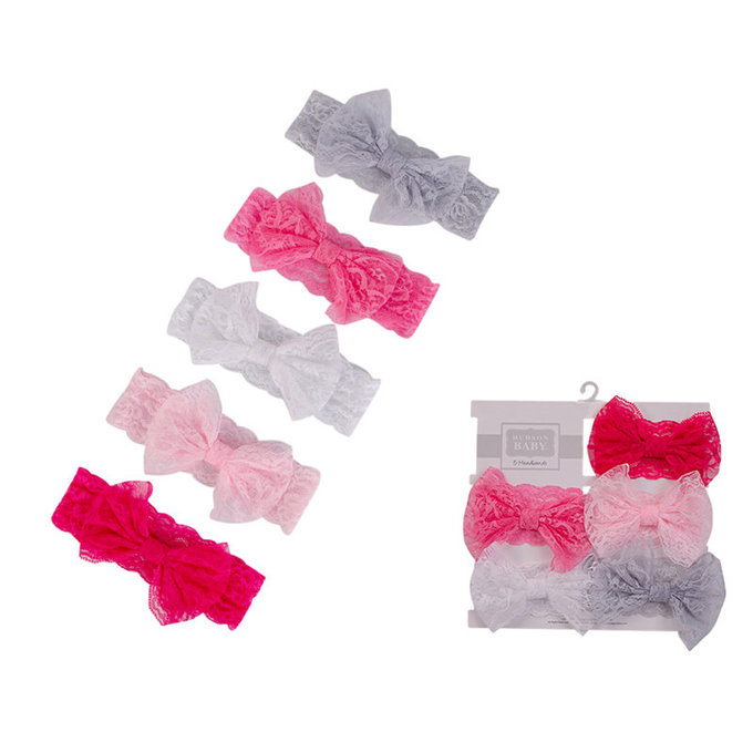 美國  luvable friends 嬰幼兒新生兒髮帶/髮飾5入組_蕾絲公主(LF58560)