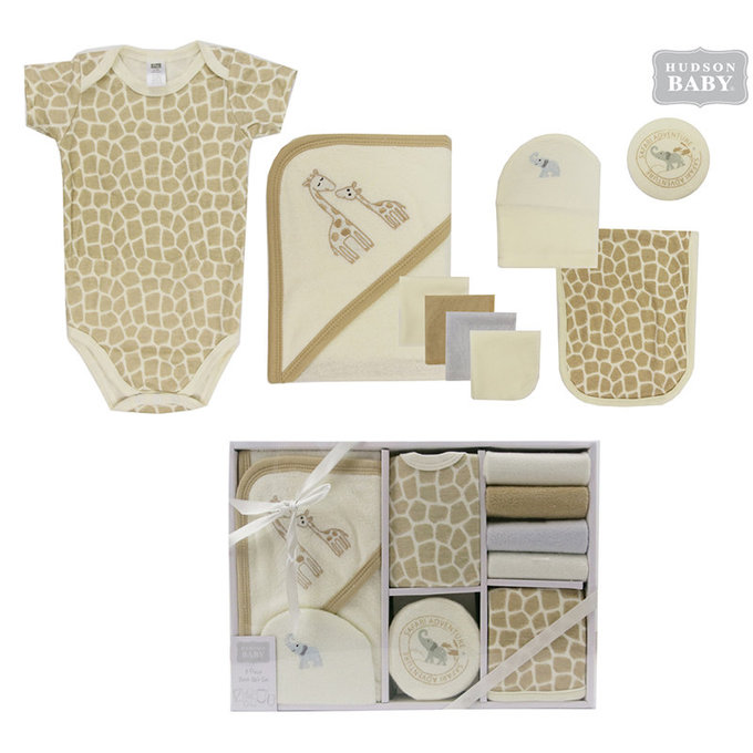 美國 luvable friends 甜蜜寶貝  嬰幼兒包屁衣與長褲9入禮盒組_ 長頸鹿(LF58129)