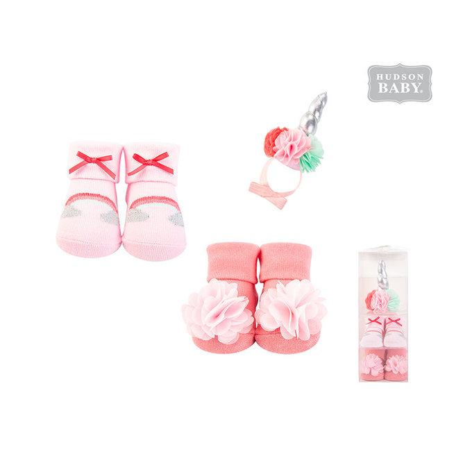美國 luvable friends 甜蜜寶貝  嬰兒襪/寶寶襪/初生襪 +生日帽禮盒組(共三入)_紅蝴蝶結(LF58266)
