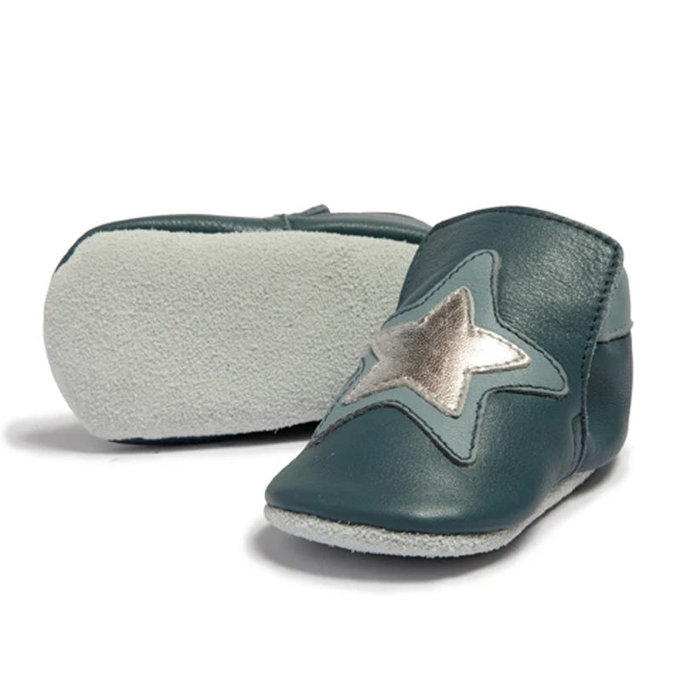 英國 shooshoos 健康無毒真皮手工鞋/專業學步鞋/嬰兒鞋_夜空銀星星(SS104006)