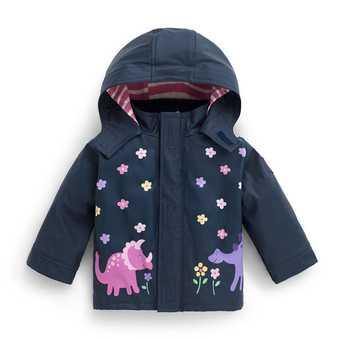 英國 JoJo Maman BeBe 會變色防風雨水手連帽外套/雨衣_ 恐龍花園 (JJJK-E1271)
